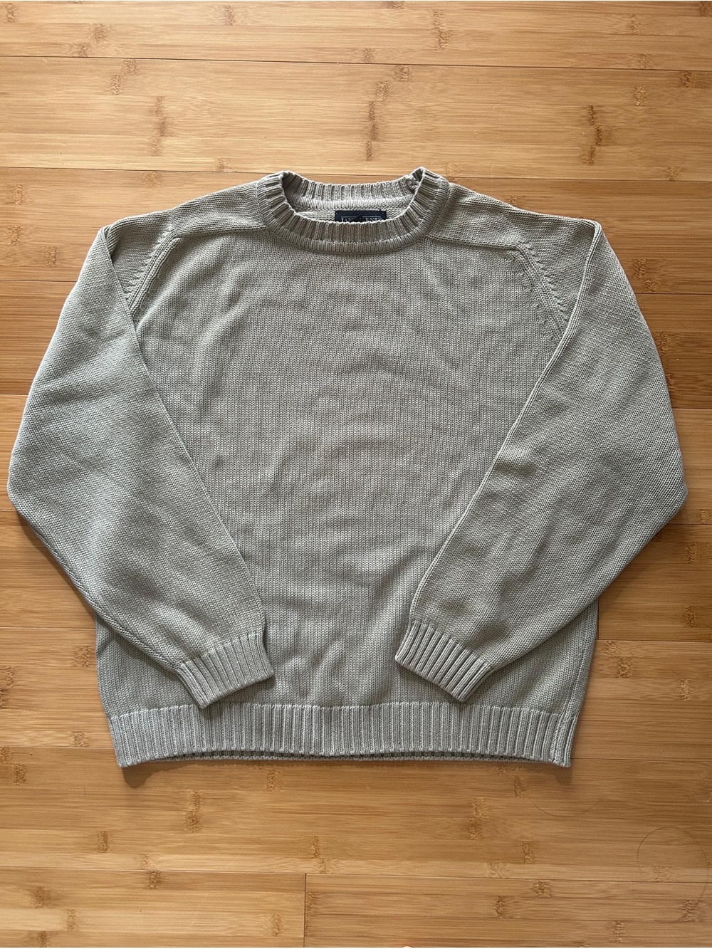 Vintage 90s Land's End Made in the USA Heavy Cotton Crewneck Sweater Sage Green